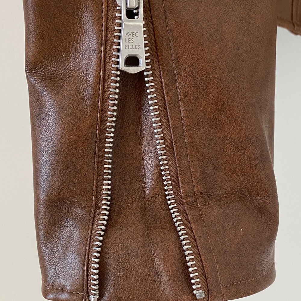 Brown Artificial Leather Jacket - image 3